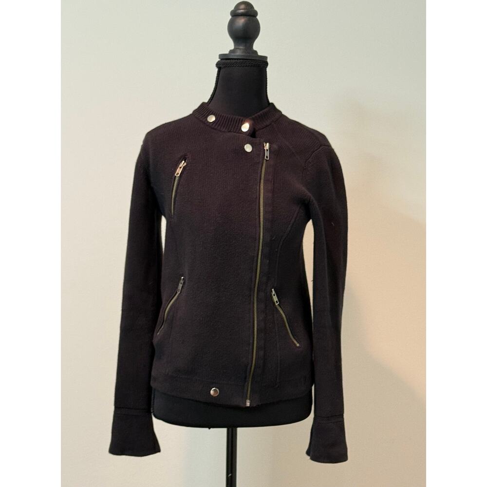 Black Zip Up Cardigan- Motorcycle style